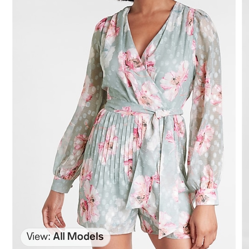 Floral Long Sleeve Wrap Romper